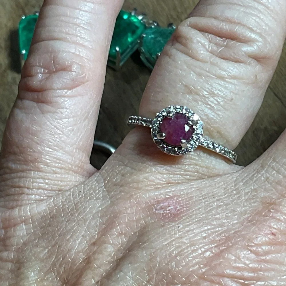 Earth Mined Ruby .925 Silver Ring 6 - Picture 5 of 6